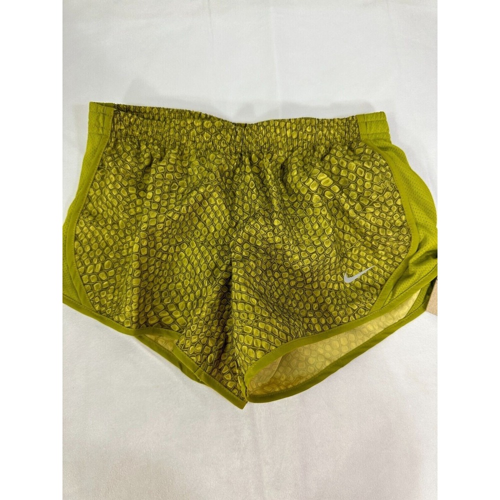 Nike Tempo Running Shorts Girls S Bold Yellow Alligator Print FB1078 New